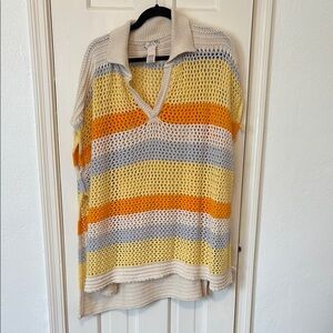 Free People Striped Knit Poncho